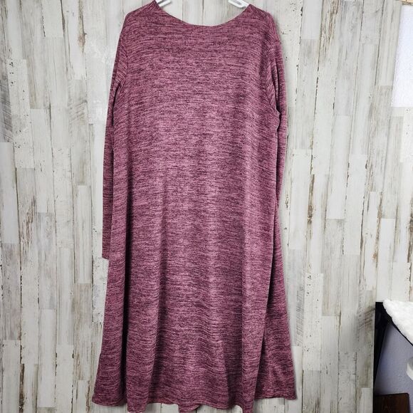 LuLaRoe Longline Sarah Duster Cardigan Sweater Burgundy Size Large - Picture 2 of 8